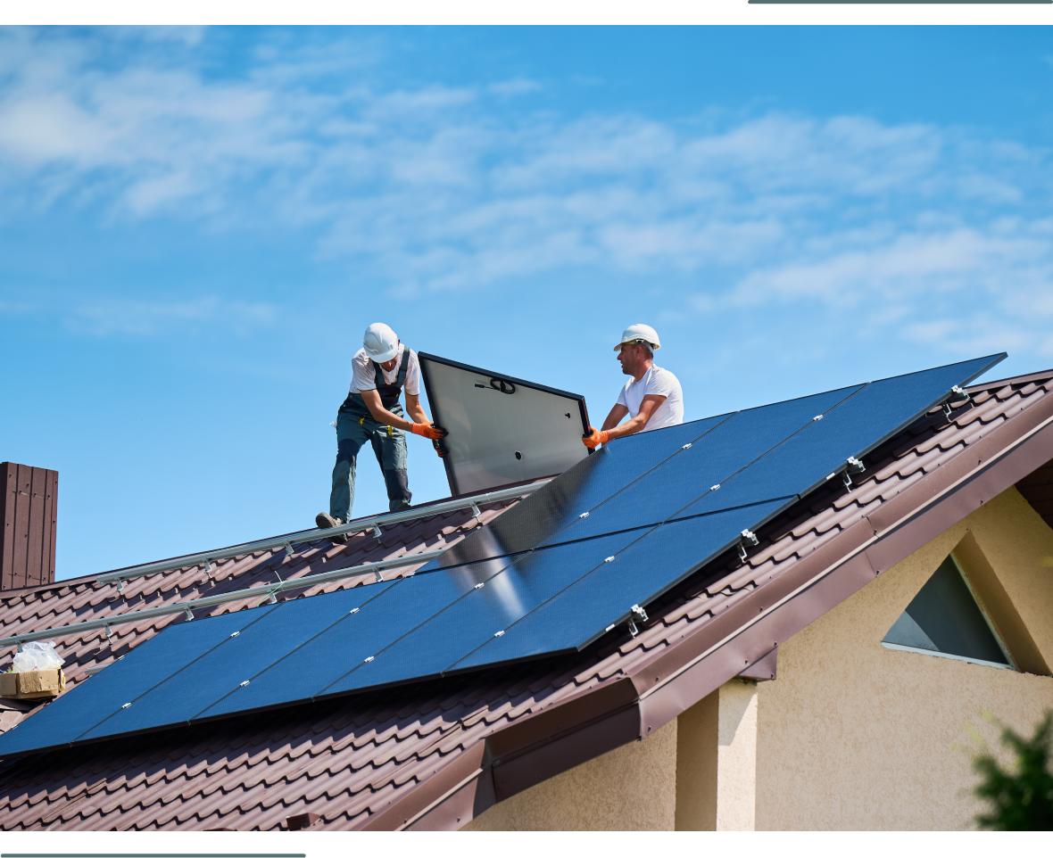 Solar panel installation on a residential home